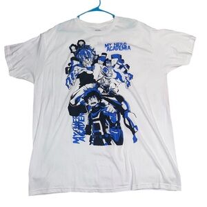 New My Hero Academia T-shirt White/Blue Graphic Print